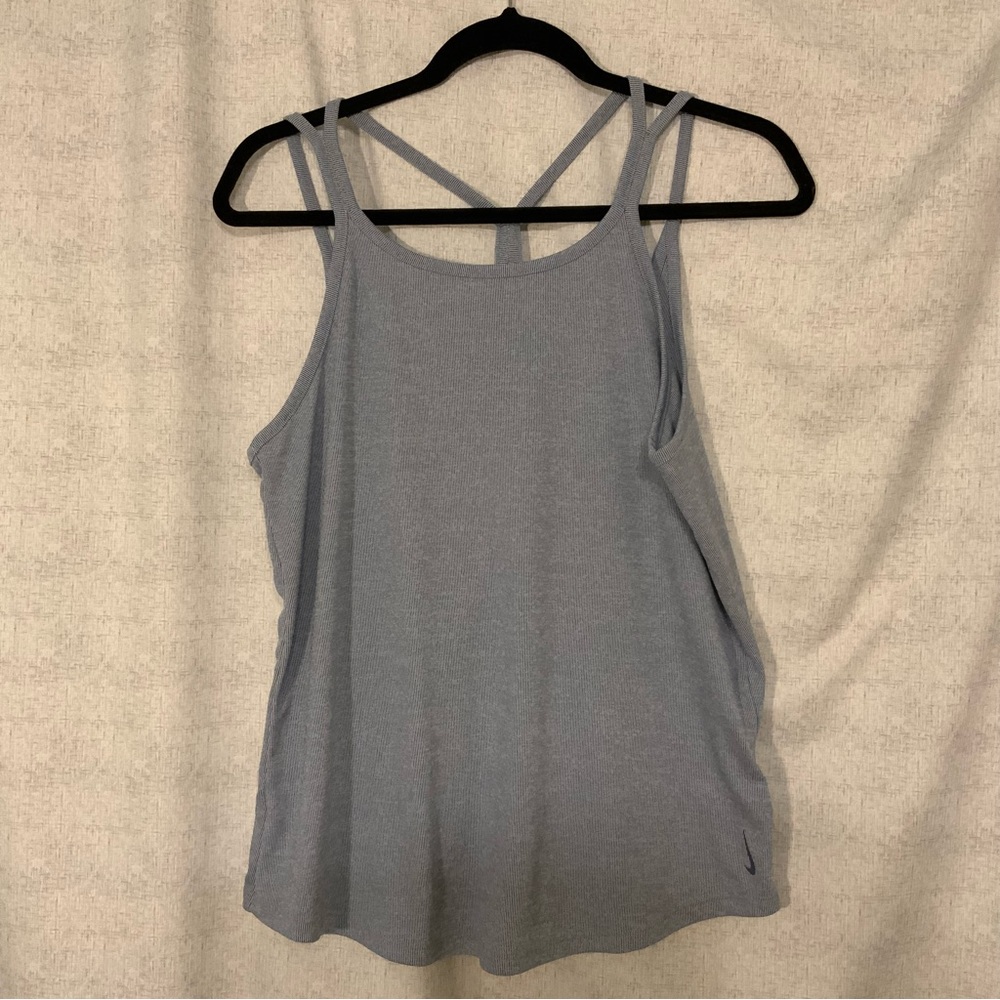 Nike Dri-Fit Blue/White Striped Flowy Tank Top (Med)